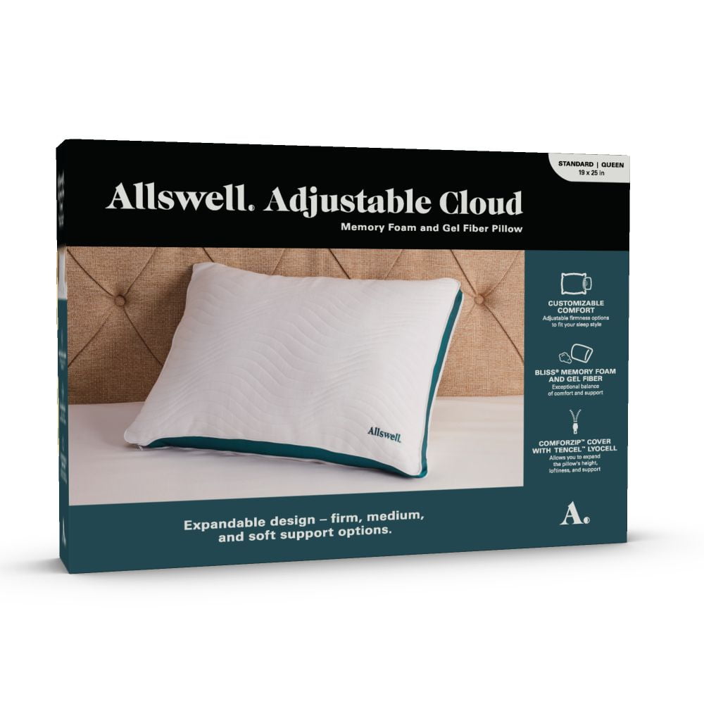Allswell Adjustable Cloud Memory Foam and Gel Fiber Pillow Standard/Queen